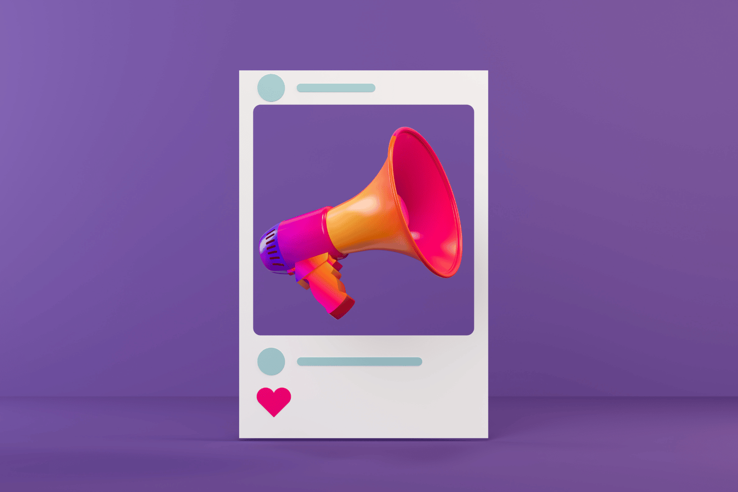 Image of a megaphone, with an instagram-like frame