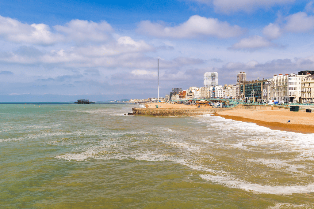 Brighton Beach, with the i360 and west pier in view